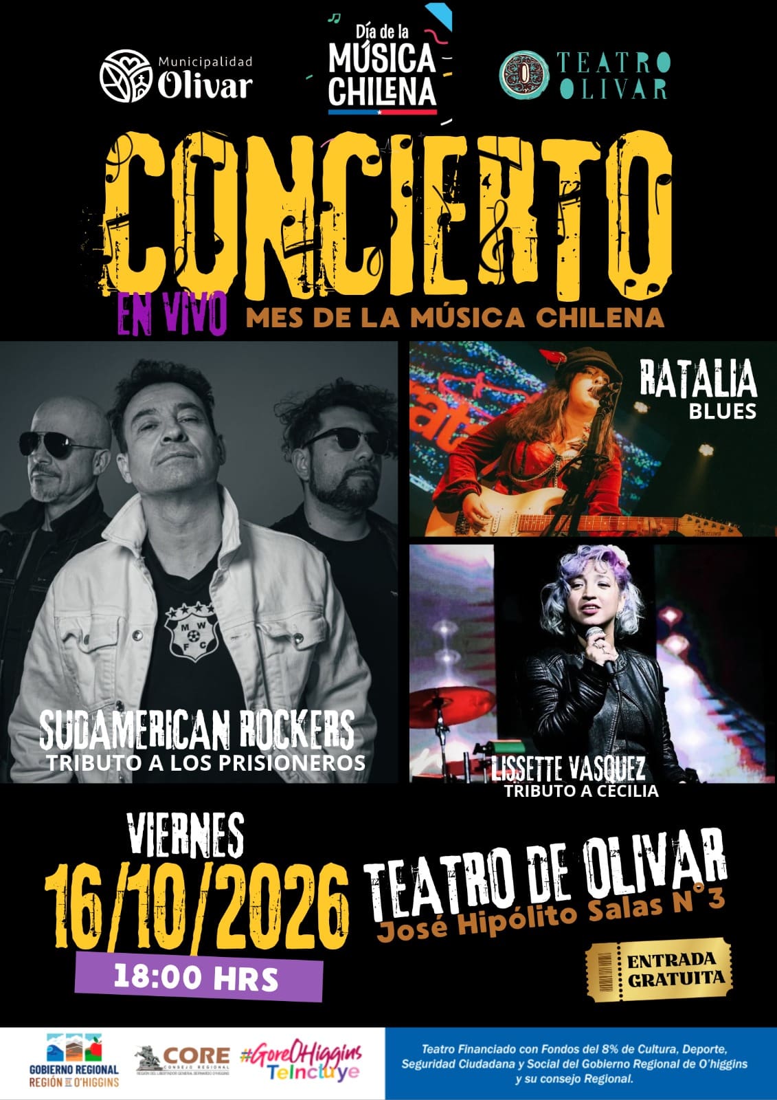 Blues, tributo a Cecilia y Los Prisioneros marcarán concierto por el…