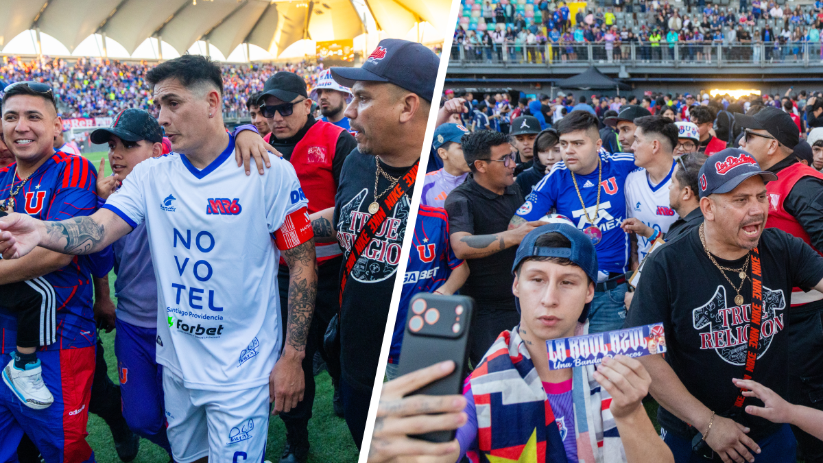 Barristas de la U invadieron la cancha tras el partido de despedida…